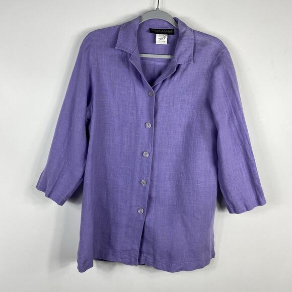 Harve Benard Size 8 Linen Button Front Shirt Purple - Picture 1 of 5